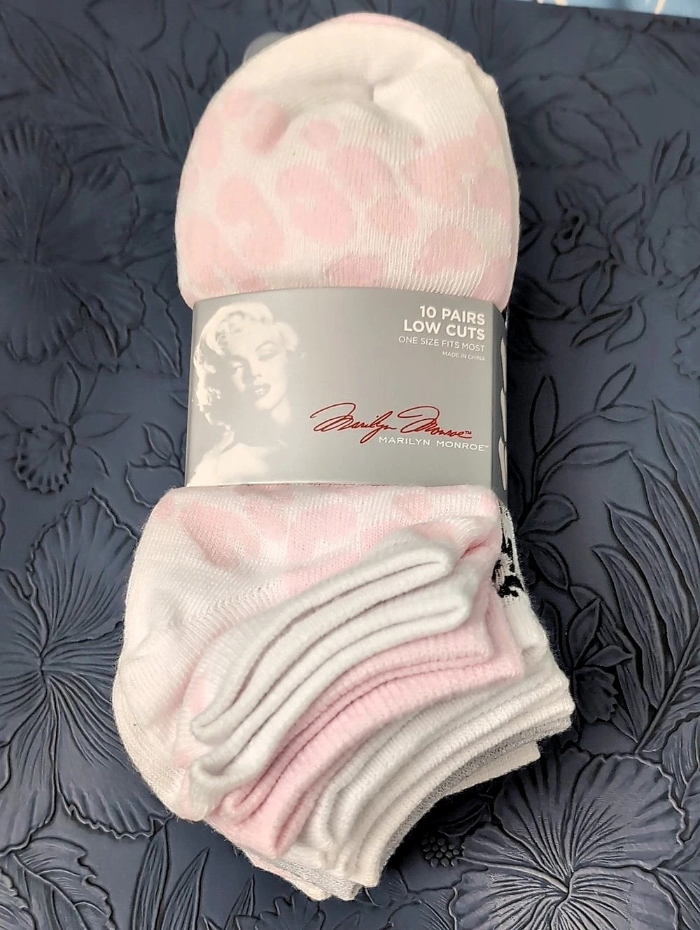 Marilyn Monroe 10 Pairs Low Cuts Socks Animal Print -Cut Socks Pink & White New1
